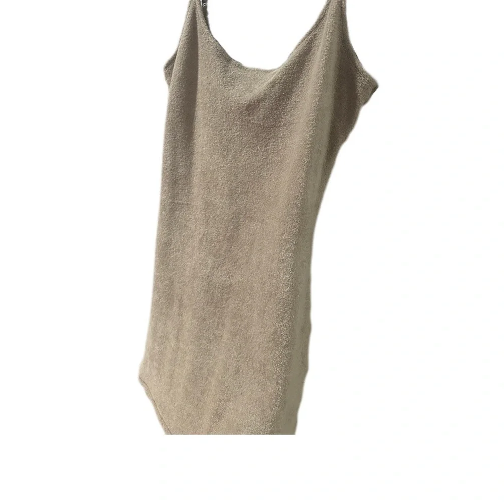 Skims Terrycloth Scoop Neck Cotton Blend Towelling Mini Dress Desert Size M - Picture 3 of 4